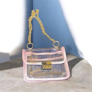 Clear Pink & Gold Chain Purse